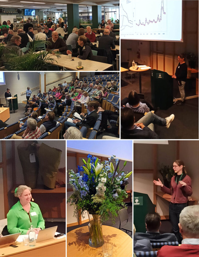 Collage med bilder från föredragshållare och åhörare på årsstämman 2025.