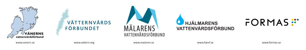 Loggor för Vänerns vattenvårdsförbund, Vättenvårdsförbundet, Mälarens vattenvårdsförbund, Hjälmarens vattenvårdsförbund och Formas